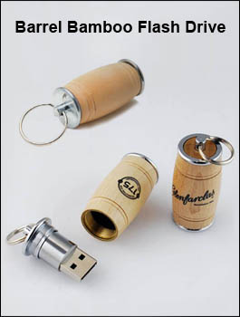 Barrel Bamboo Flash Drive